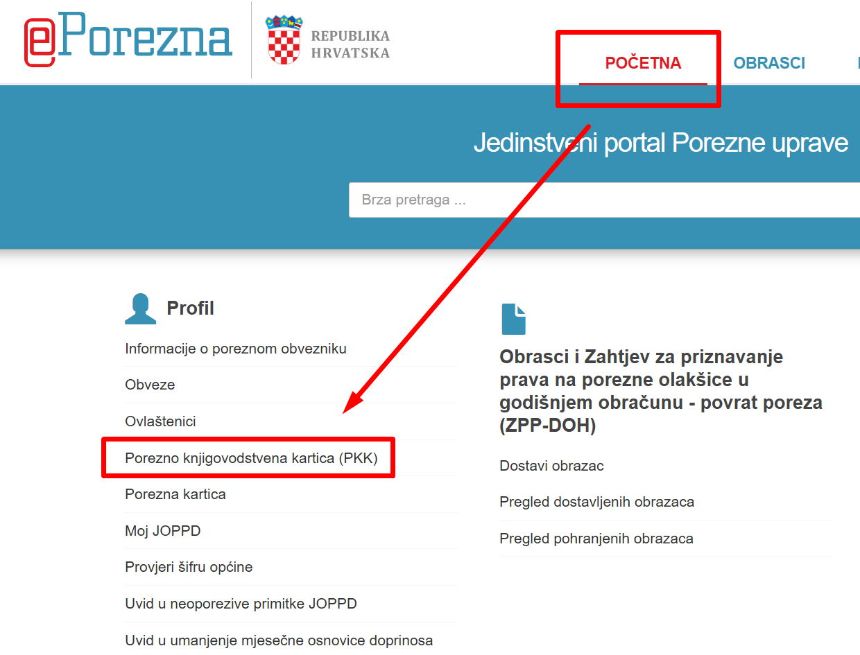 Odabir PKK na ePoreznoj